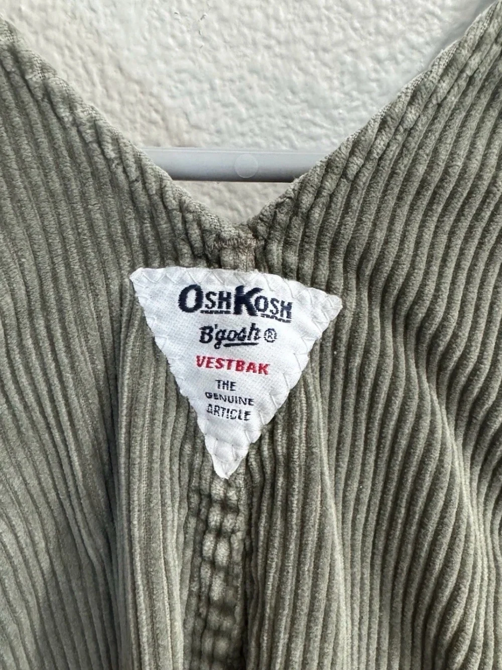 Vintage AUTHENTIC OSHKOSH  B'gosh Kids Overalls, Green Corduroy 3T